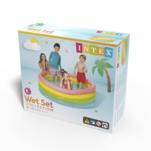 Intex Wet Set Inflatable Kids Swimming Pool – Rainbow 3 Ring Family Pool